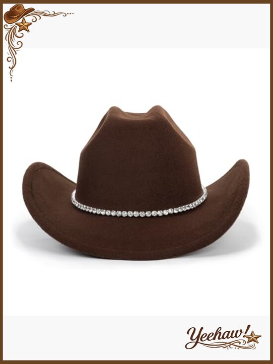 Sparkly Rhinestone Western Cowgirl Hat Medium/Large Felt Rodeo Party main image 4